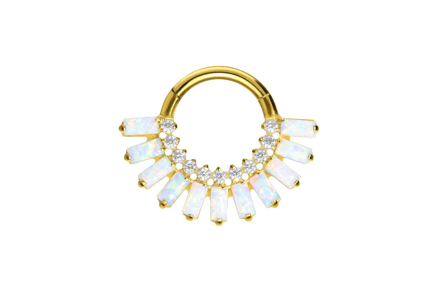 Titan Segmentring Clicker Piercing EINGEFASSTE KRISTALLE + SYNTHETISCHE OPALE